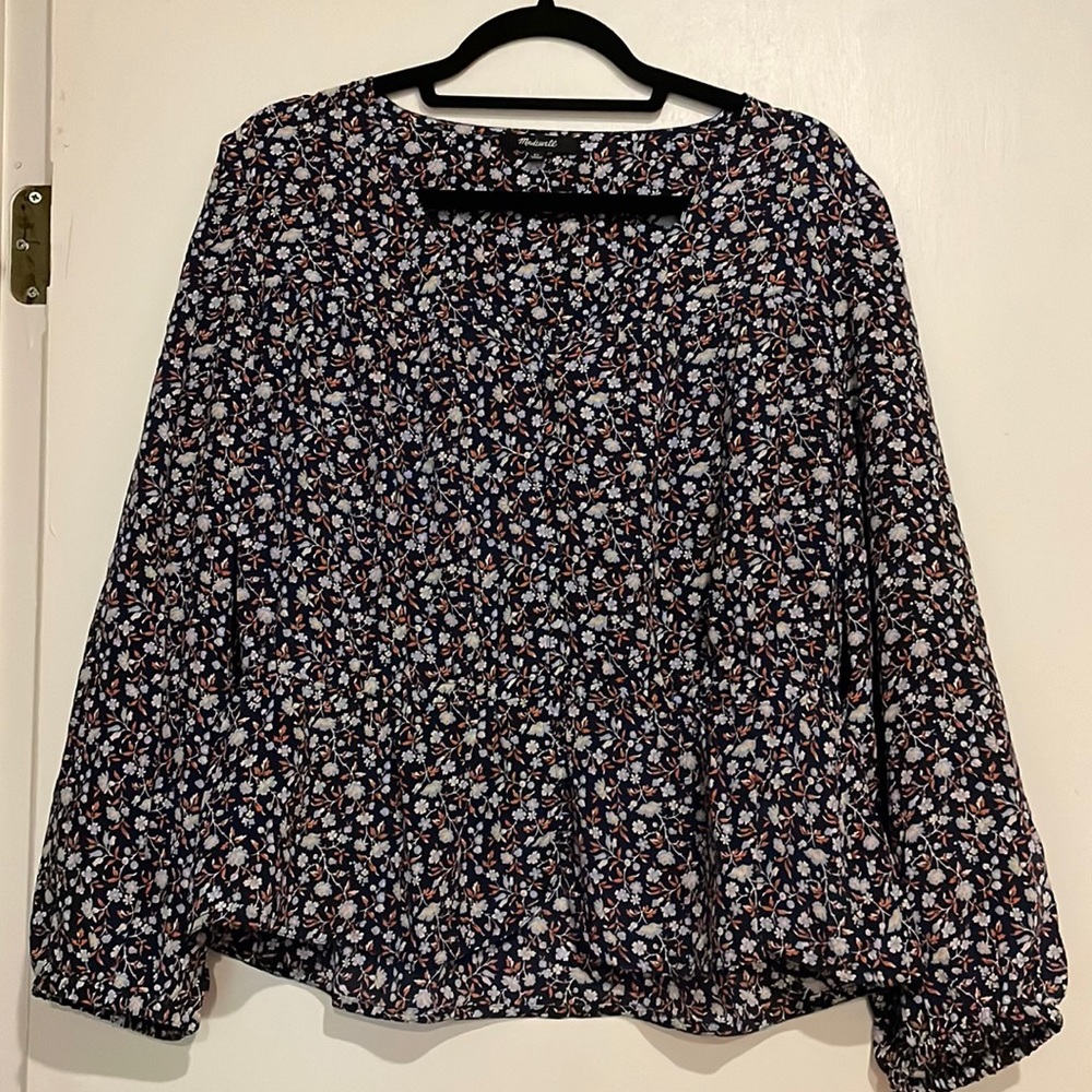 XL silk button front Madewell blouse